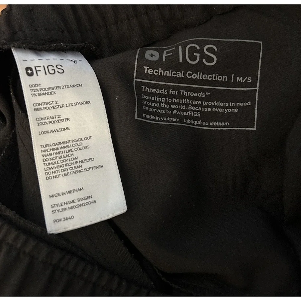 FIGS Scrub Pants Mens M/S Black‎ Tansen Jogger Technical Drawstring Medical